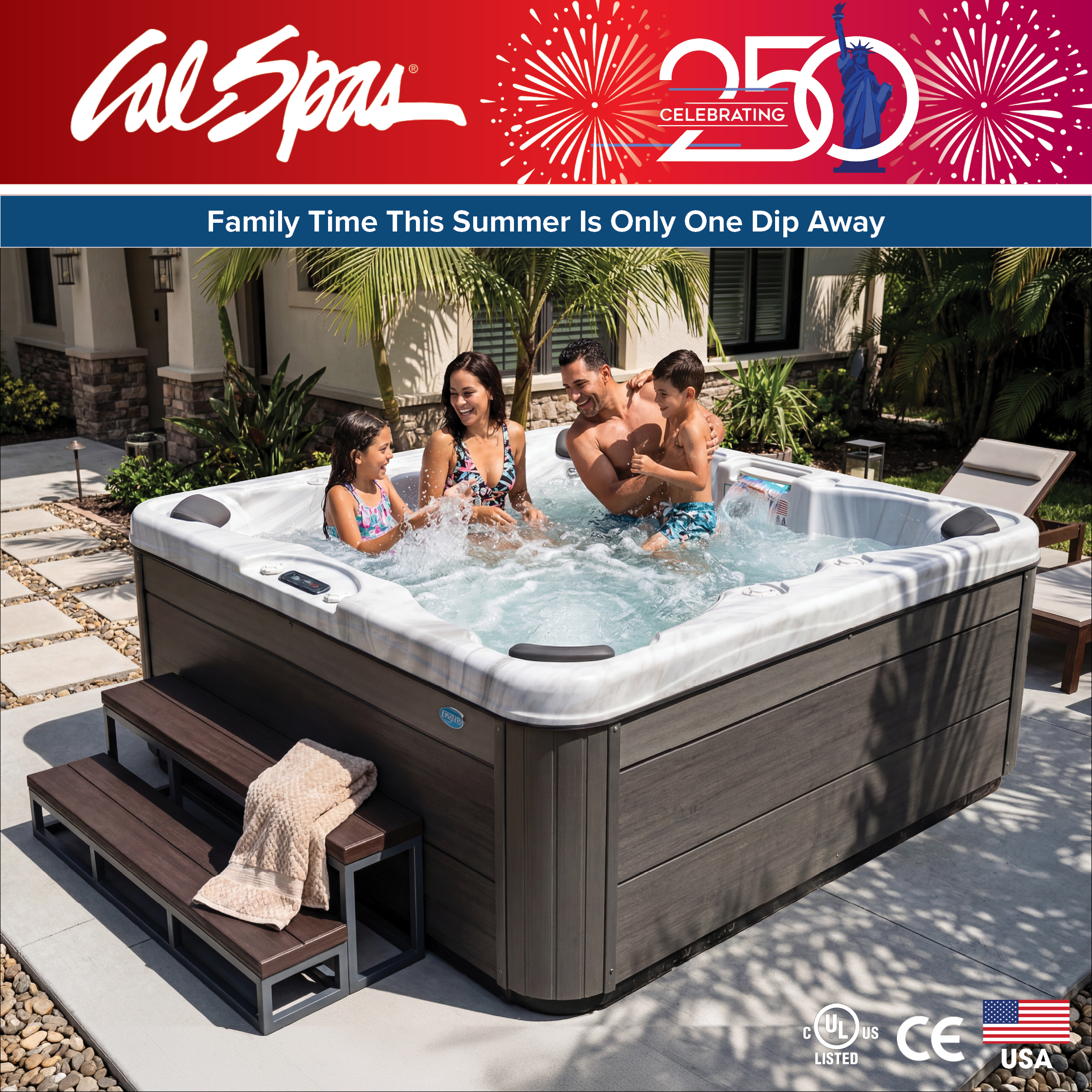 Calspas hot tub being used in a family setting - Largo